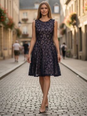 City Studio Blue Fit and Flare Midi Dress